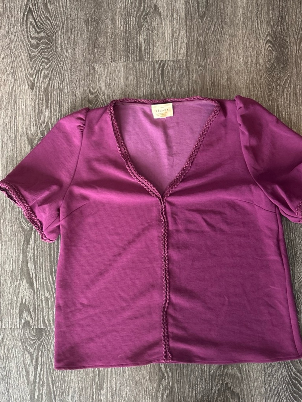 Sezane Short Sleeve V-Neck blouse